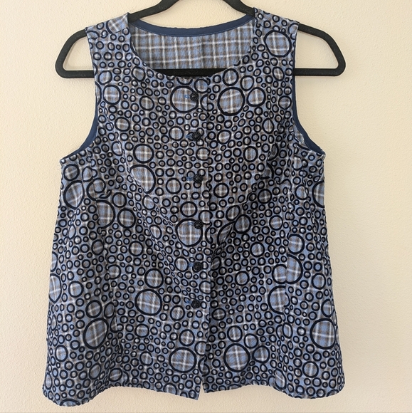 Handmade Geometric Velvet Swing Vest Sleeveless Top sz S - Picture 3 of 7